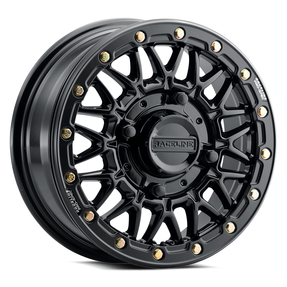 Raceline Omega Beadlock UTV A15GB 15x8 4 on 137 0 Offset Gloss Black Gloss Black Beadlock Ring