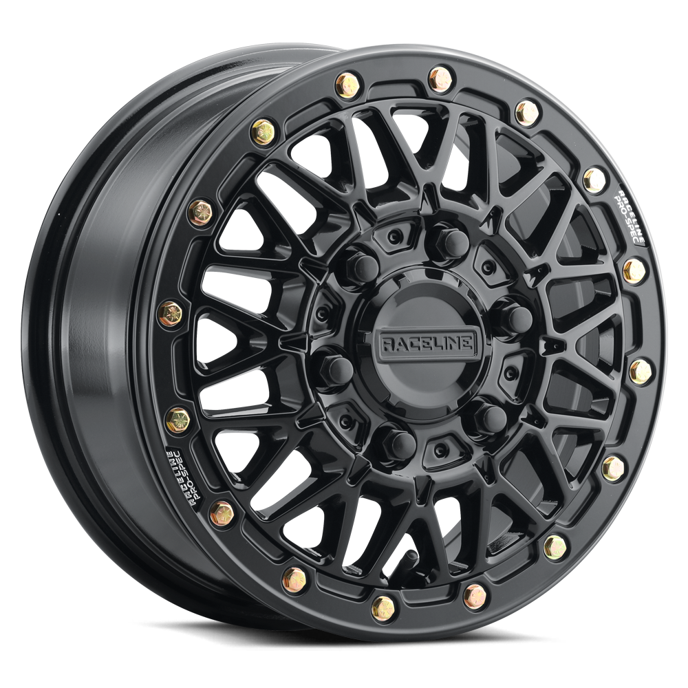 Raceline Omega Beadlock UTV A15GB 15x8 4 on 156 0 Offset Gloss Black Gloss Black Beadlock Ring