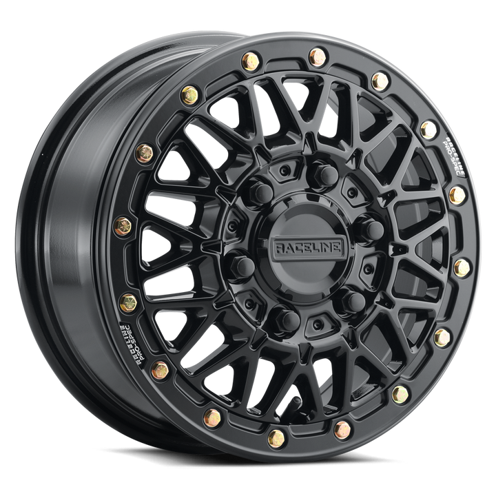Raceline Omega Beadlock UTV A15GB 15x7 4 on 156 +38 Offset Gloss Black Gloss Black Beadlock Ring