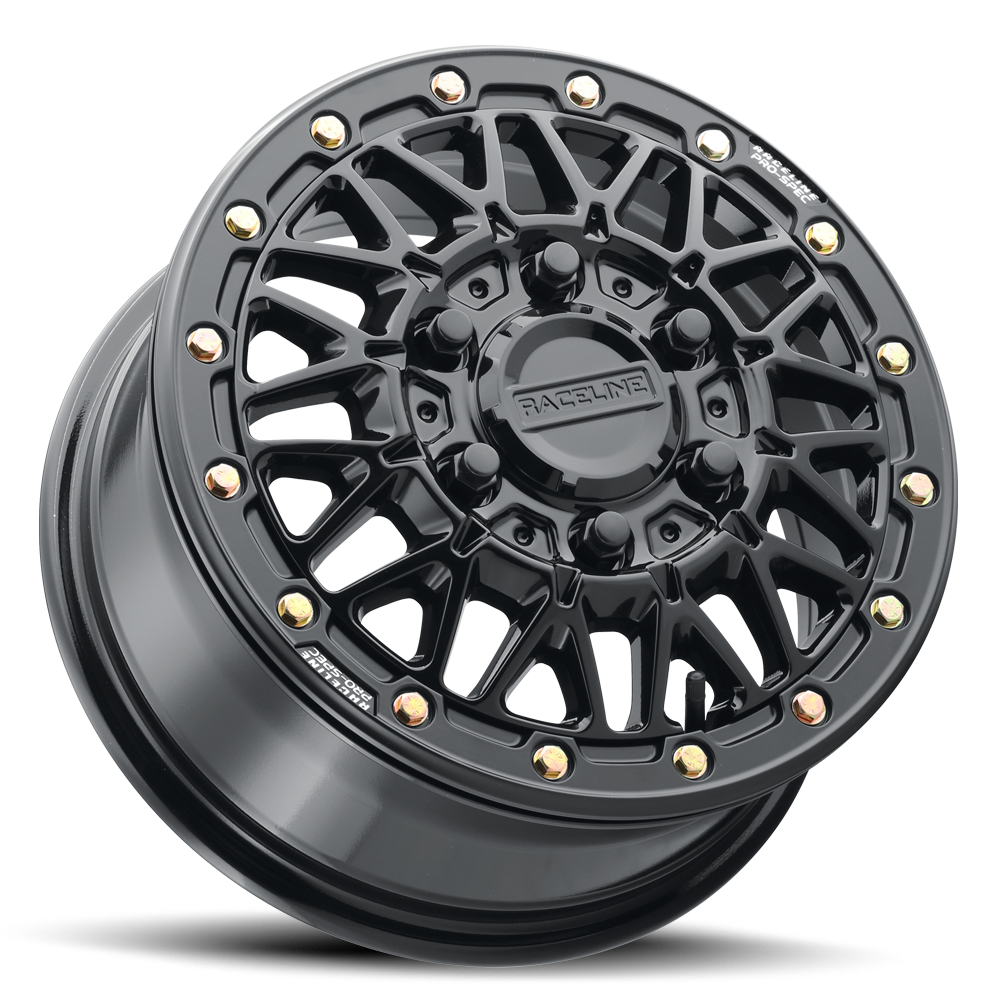 Raceline Omega Beadlock UTV A15GB 15x7 4 on 137 +38 Offset Gloss Black Gloss Black Beadlock Ring