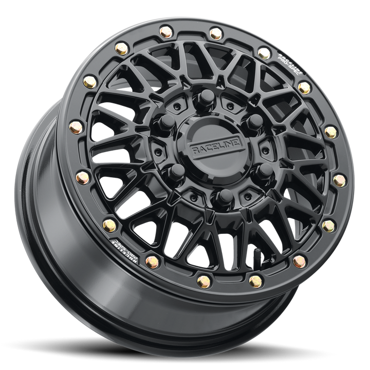 Raceline Omega Beadlock UTV A15GB 15x10 4 on 156 +10 Offset Gloss Black Gloss Black Beadlock Ring