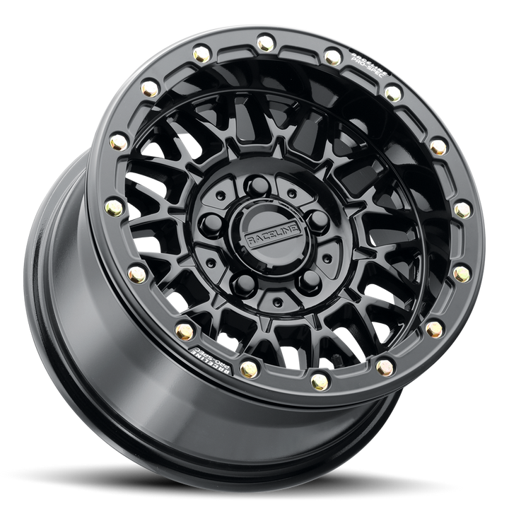 Raceline Omega Beadlock UTV A15GB 15x6 4 on 137 +40 Offset Gloss Black Gloss Black Beadlock Ring