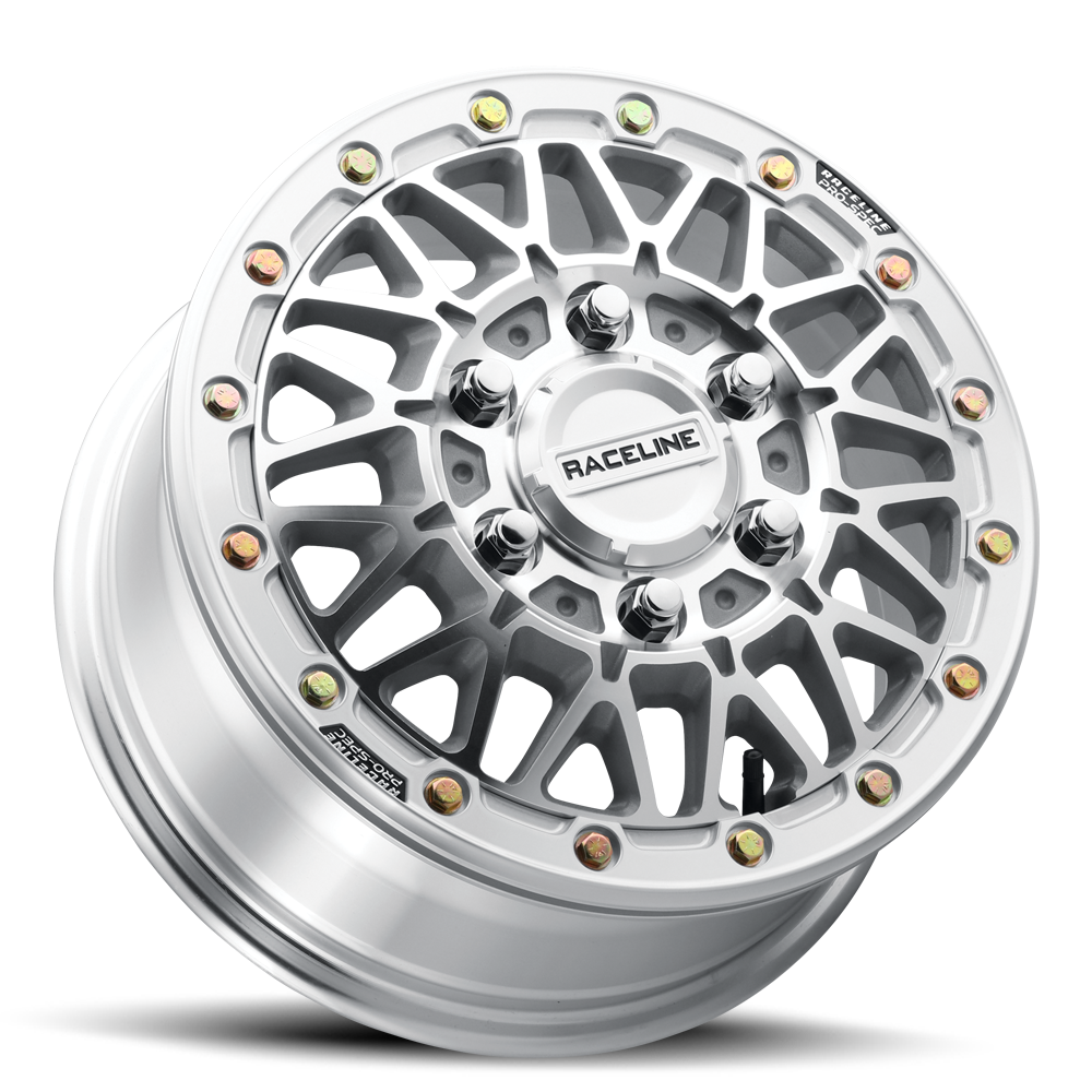 Raceline Omega Beadlock UTV A15MA 15x10 6 on 139.7 +25 Offset Machined Gloss Black Beadlock Ring