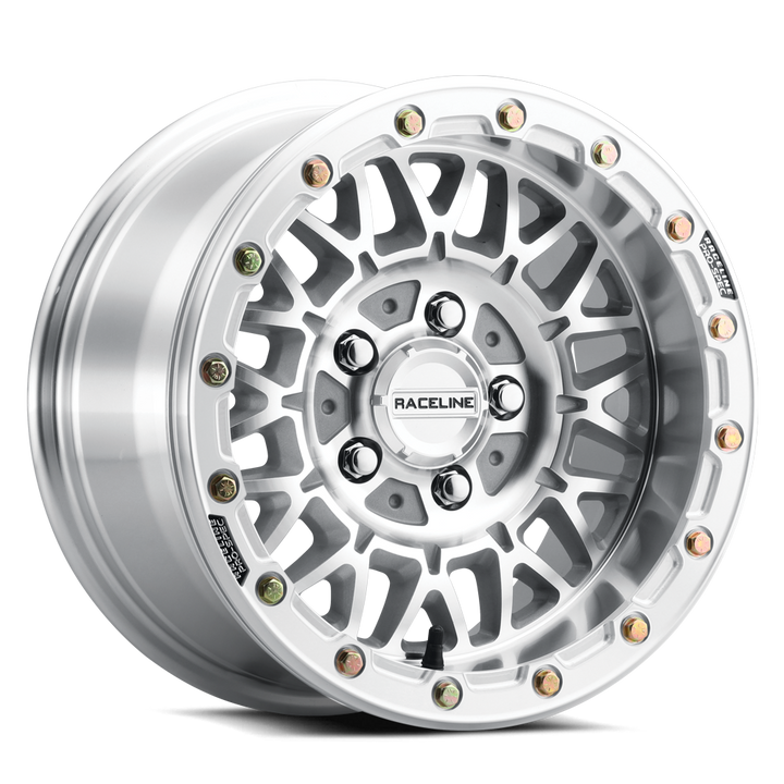 Raceline Omega Beadlock UTV A15MA 15x7 6 on 139.7 +38 Offset Machined Gloss Black Beadlock Ring