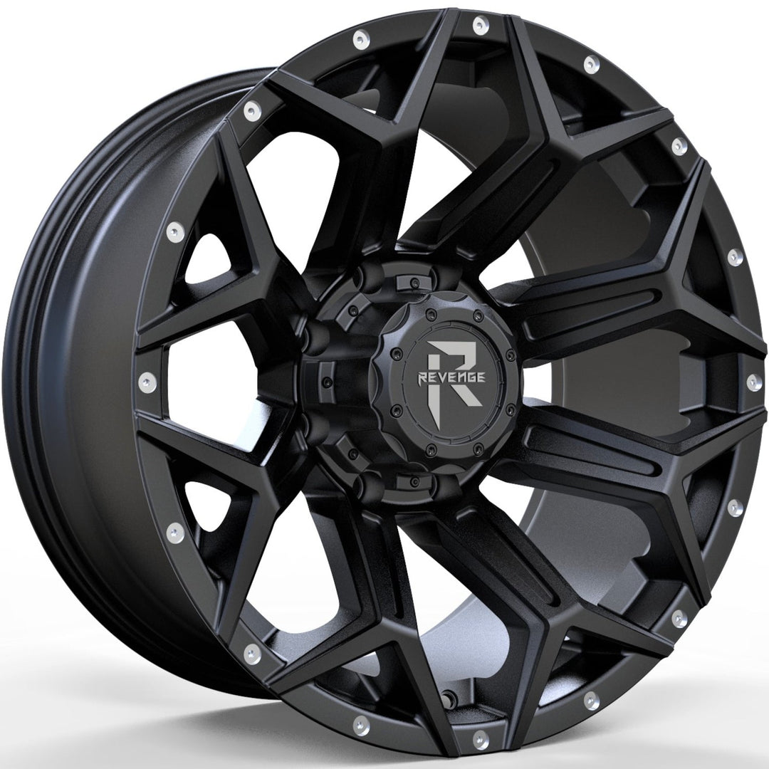 Revenge Offroad RV-202 | 20x10 | 6 On 135/139.7 | Offset -19 | Satin Black | SKU RV202-201061351397-19DFB