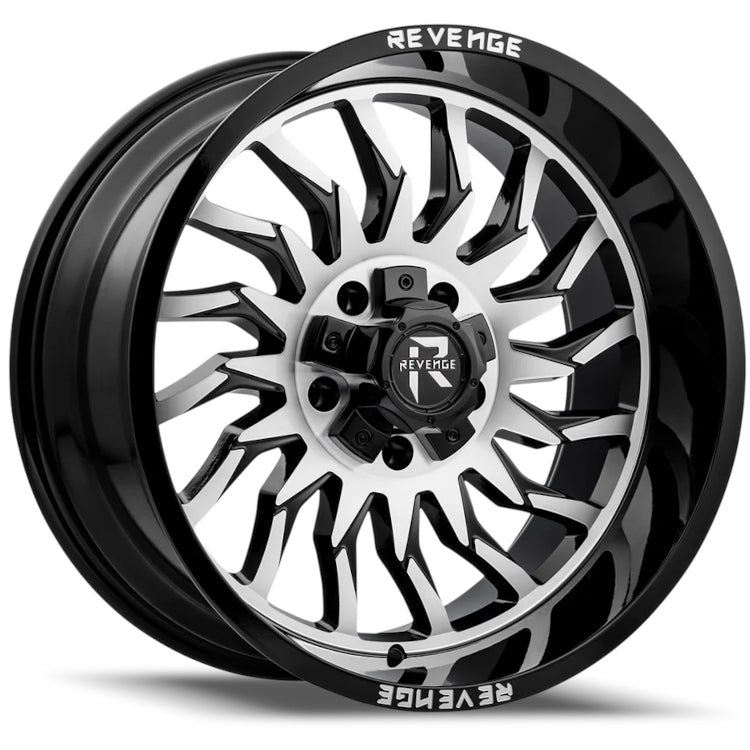 Revenge Offroad RV-204 | 20x10 | 6 On 135/139.7 | Offset -19 | Gloss Black with Machined Spokes | SKU RV204-201061351397-19BM
