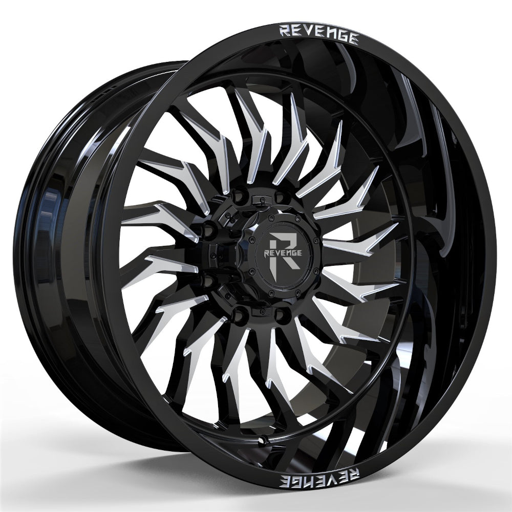Revenge Offroad RV-204 | 20x9 | 6 On 135/139.7 | Offset 0 | Gloss Black with Milled Spokes | SKU RV204-209061351397+00BMW