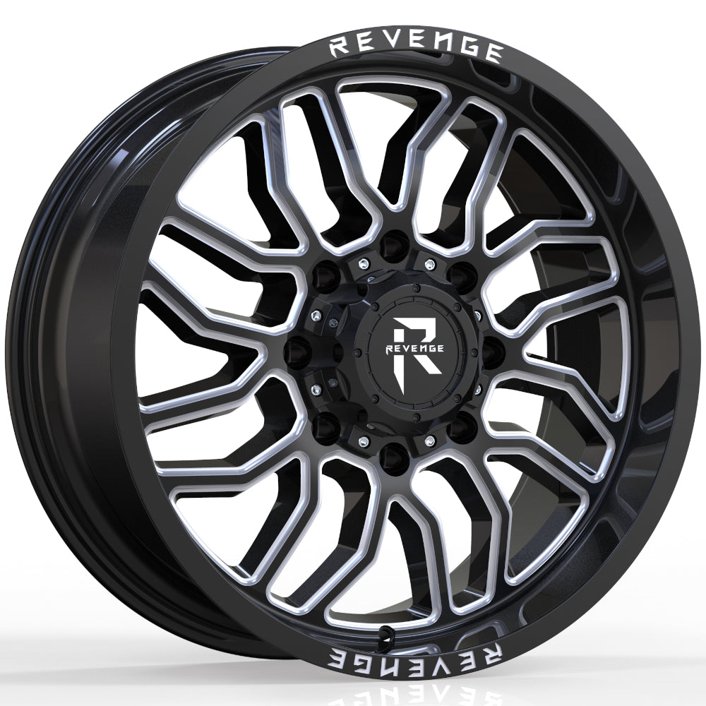Revenge Offroad RV-205 | 20x9 | 6 On 135/139.7 | Offset 0 | Gloss Black with Milled Spokes | SKU RV205-209061351397-0BMW