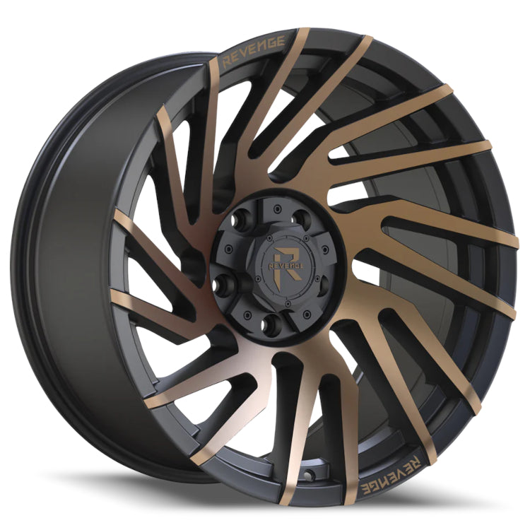 Revenge Offroad RV-207 | 22x10 | 8 On 180 | Offset -19 | Satin Black with Bronze Spokes | SKU RV207-22108180-19SBRDD