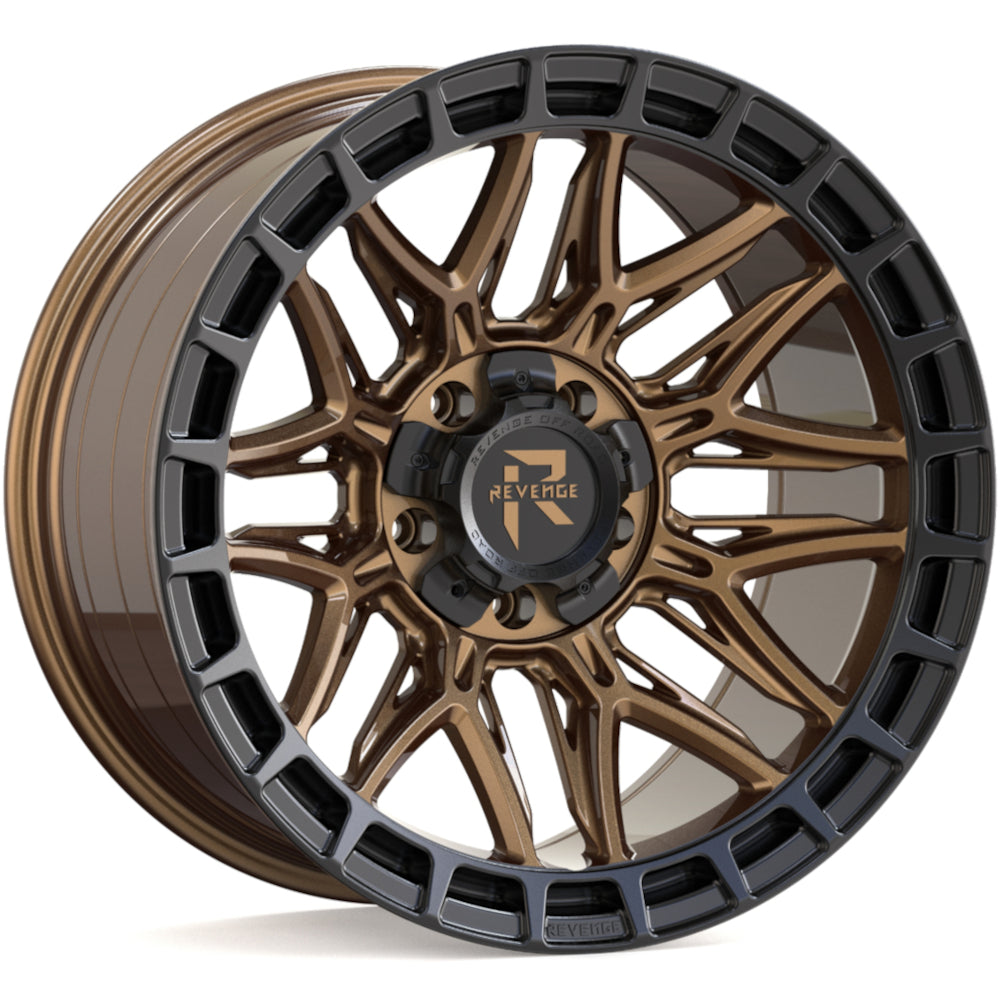 Revenge Offroad RV-208 | 17x9 | 6 On 135/139.7 | Offset 0 | Sand Bronze with Satin Black Lip | SKU RV208-179061351397+00BRBL