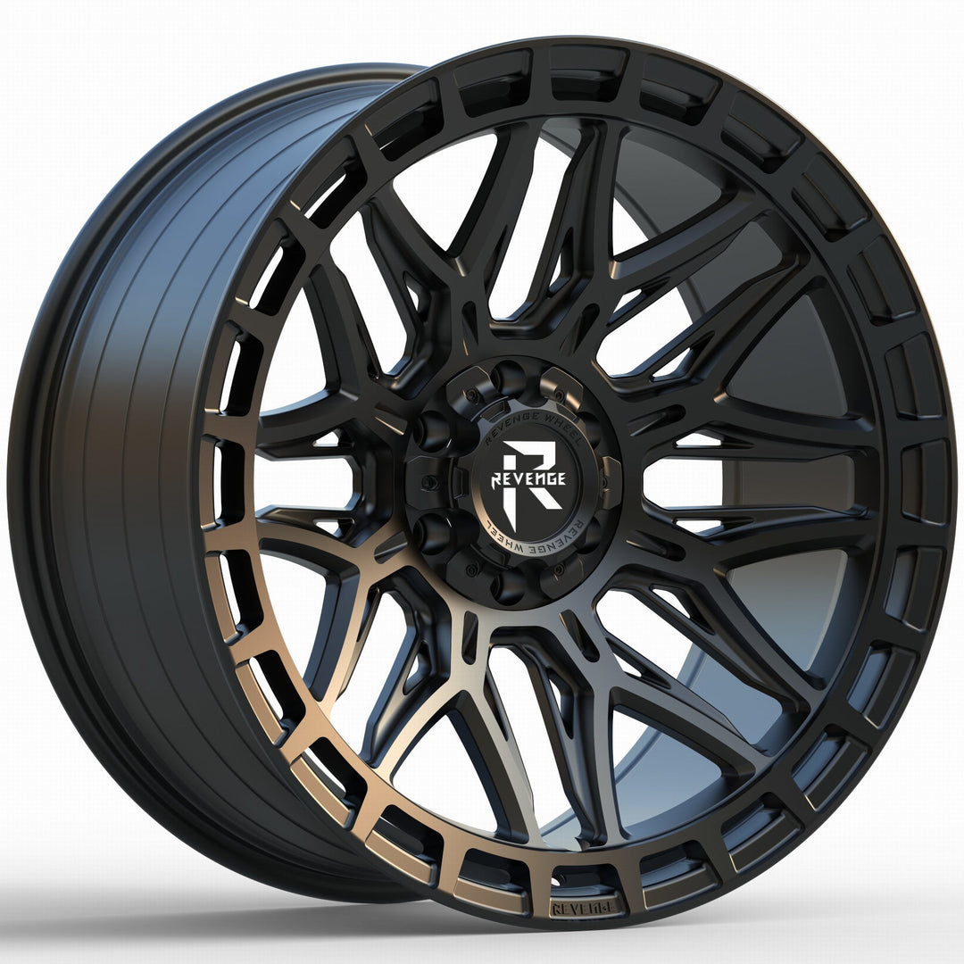 Revenge Offroad RV-208 | 24x10 | 5 On 127/139.7 | Offset -19 | Gloss Black | SKU RV208-241051271397-19B