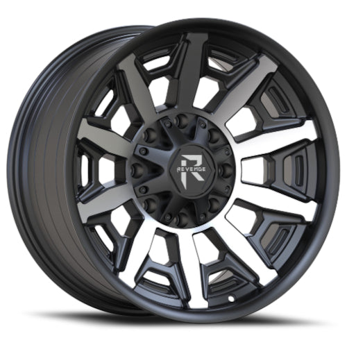 Revenge Offroad RV-304 | 17x9 | 6 On 135/139.7 | Offset -12 | Black with Machined Spokes | SKU RV304-179061351397-12BM