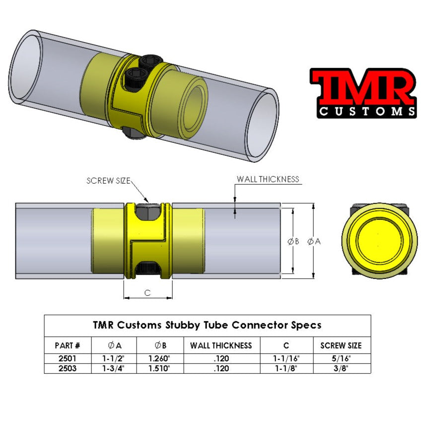 TMR Customs "Stubby" Tube Connector
