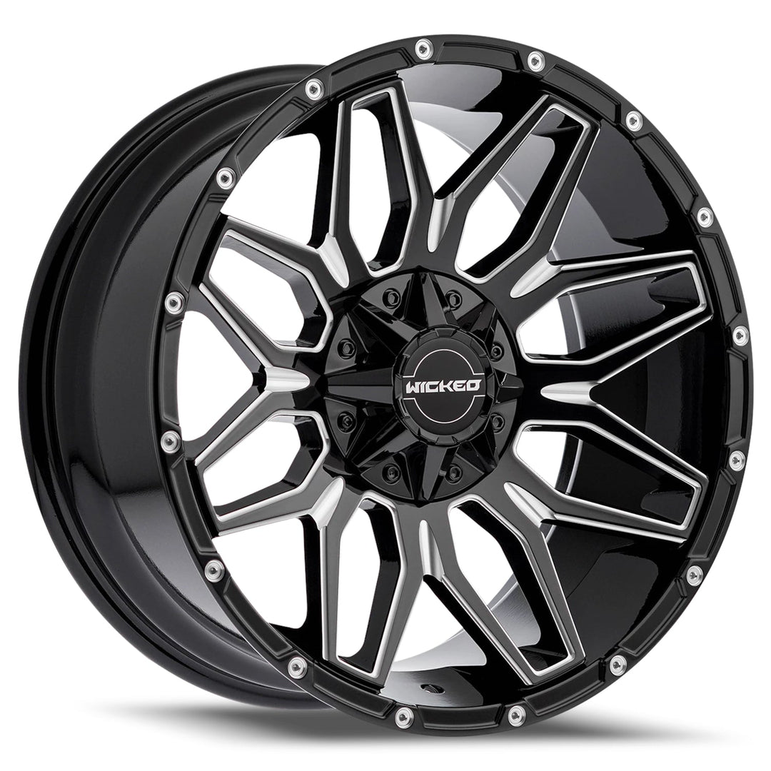 Wicked Offroad W825 | 20x9 | 6 On 135/139.7 | Offset 0 | Gloss Black with Milled Spokes | SKU W825290267+00GBMW