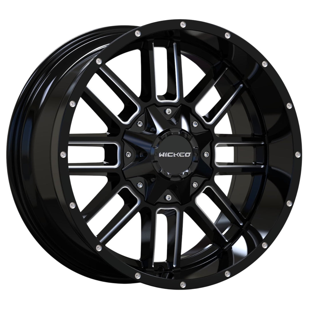 Wicked Offroad W826 | 20x10 | 8 On 165.1/170 | Offset -18 | Gloss Black with Milled Spokes | SKU W826200086-18GBMW