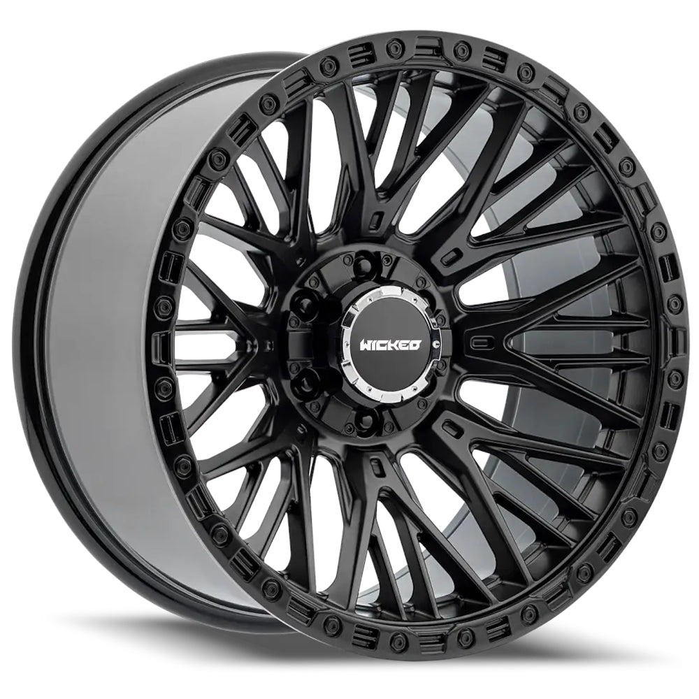 Wicked Offroad W827 | 20x10 | 6 On 135/139.7 | Offset -18 | Satin Black with Gloss Black Lip | SKU W827200267-18GS