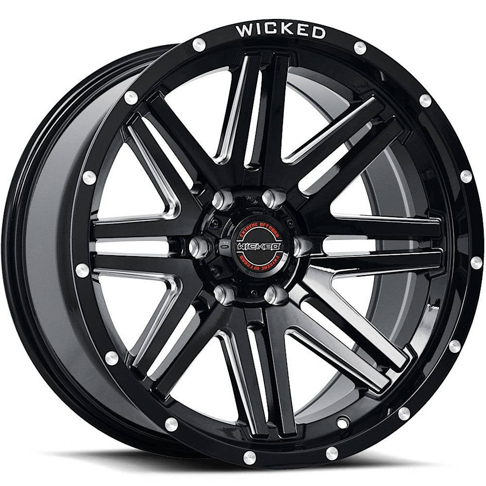 Wicked Offroad W901 | 20x10 | 6 On 139.7 | Offset -12 | Gloss Black with Milled Spokes | SKU W901B200655-12GBMW