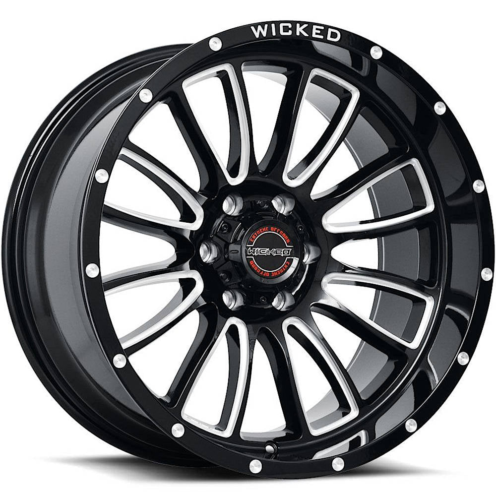 Wicked Offroad W908 | 20x10 | 8 On 170 | Offset -18 | Gloss Black with Milled Spokes | SKU W908B200867-18GBMW