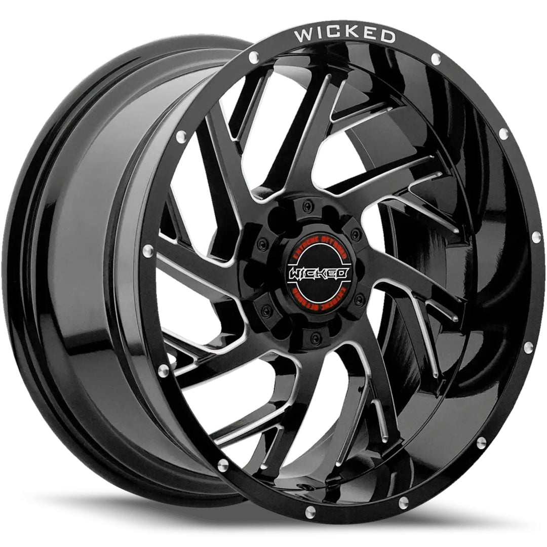 Wicked Offroad W930 | 20x9 | 6 On 135/139.7 | Offset 0 | Gloss Black with Milled Spokes | SKU W930290267+00GBMW