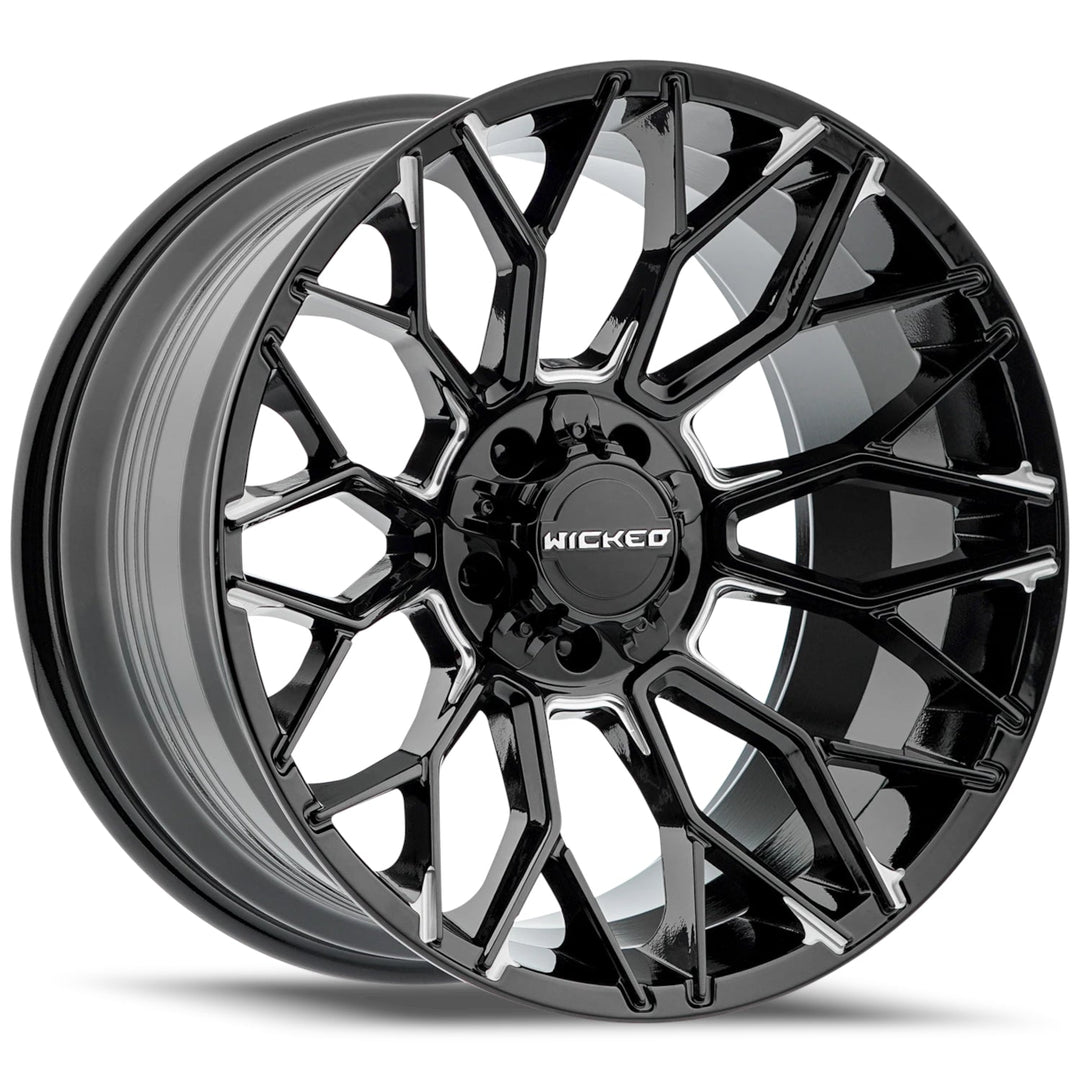 Wicked Offroad W934 | 20x10 | 5 On 127/139.7 | Offset -19 | Gloss Black with Milled Spokes | SKU W934200050-19GBMW