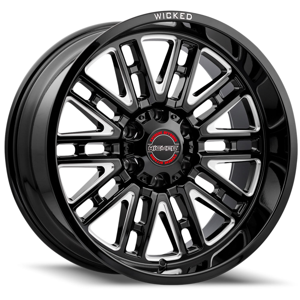 Wicked Offroad W937 | 20x10 | 5 On 139.7 | Offset -19 | Gloss Black with Milled Spokes | SKU W937200555-19GB
