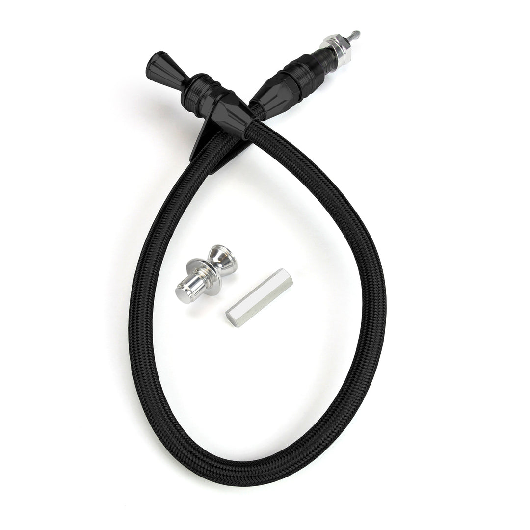 Lokar 36" Anchor-Tight Locking Black Firewall Mount Transmission Dipstick for Powerglide