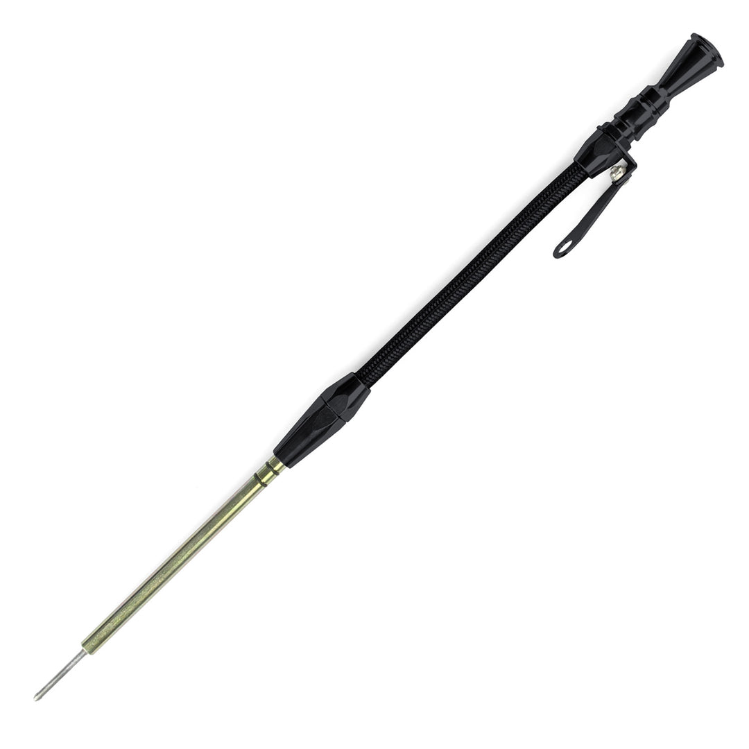 Lokar Anchor-Tight Locking Black Engine Dipstick - 1980 & Later Chevy Small Block Push into Block Passenger's Side