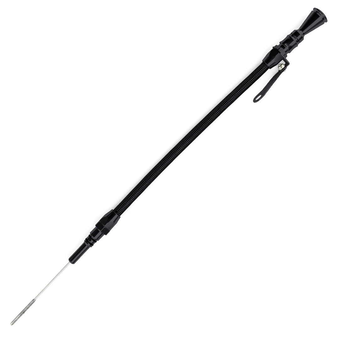 Lokar Anchor-Tight Locking Black Engine Dipstick - Chevy Big Block Push into Pan
