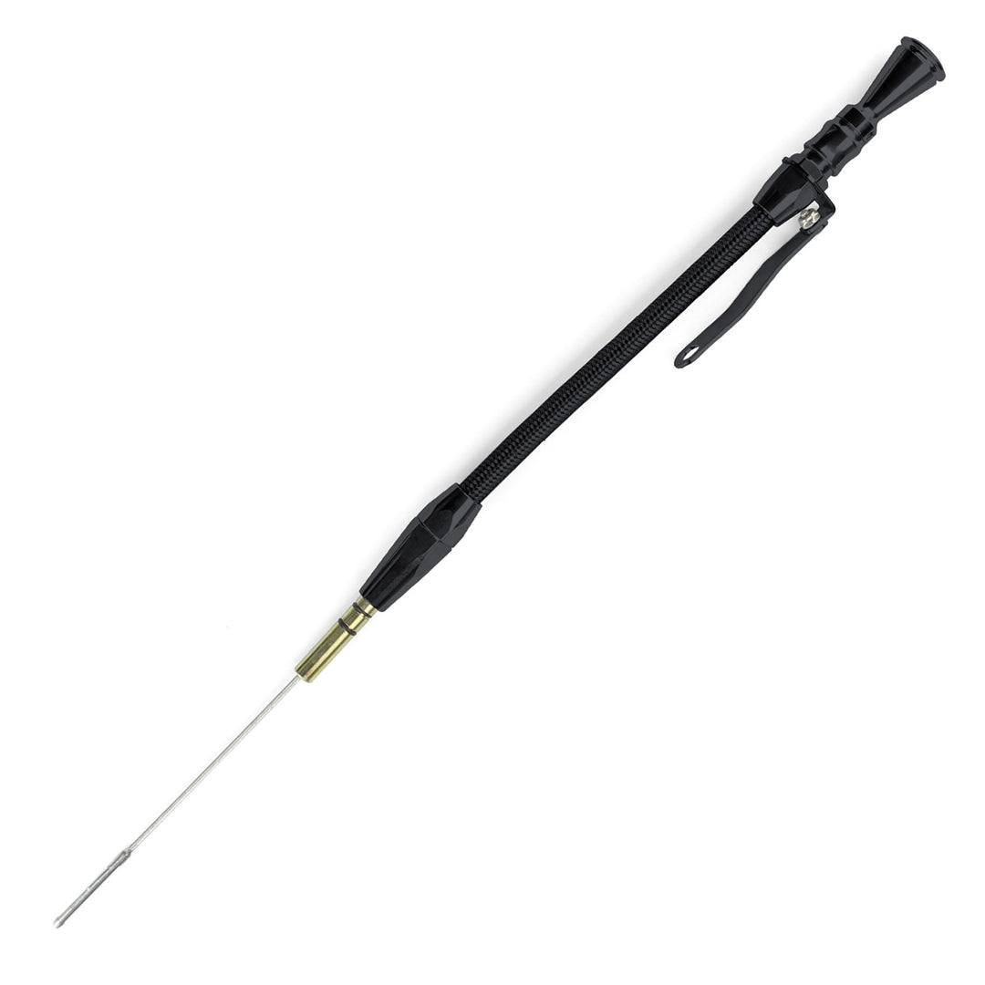 Lokar Anchor-Tight Locking Black Engine Dipstick - 1986-95 Ford 302 5.0L Push into Block Driver's Side