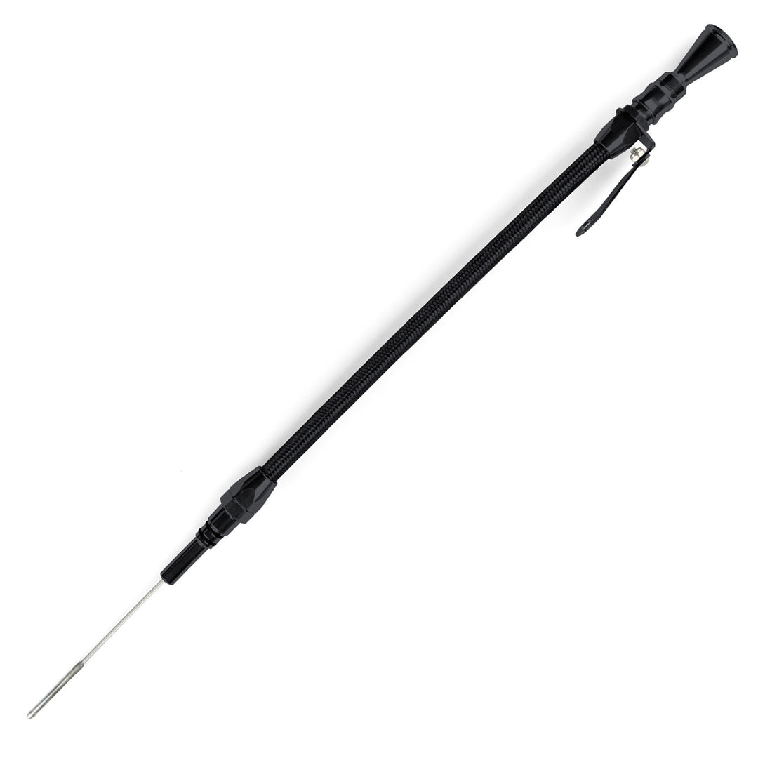 Lokar Anchor-Tight Locking Black Engine Dipstick - Chevy 502 Big Block Push into Pan