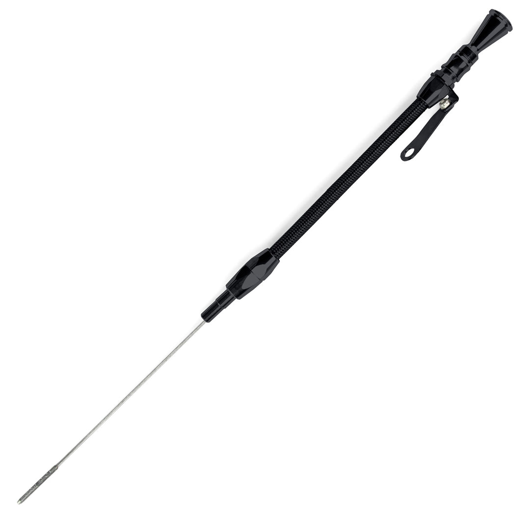 Lokar Anchor-Tight Locking Black Engine Dipstick - Ford FE Push into Block/Front Sump