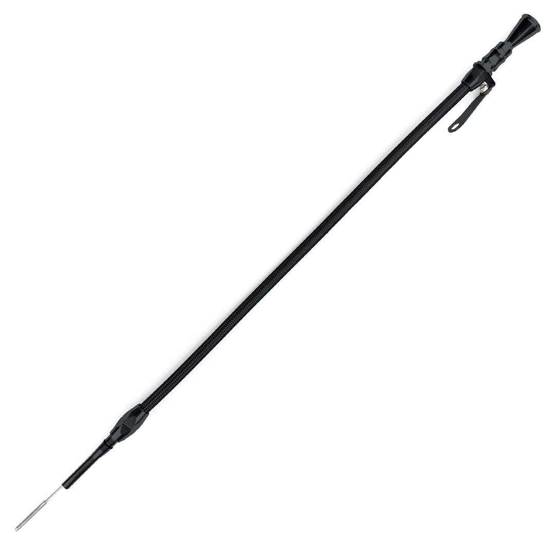 Lokar Anchor-Tight Locking Black Engine Dipstick - 1994 & Later Ford 4.6 Modular, 2 Valve Push into Block Passenger's Side