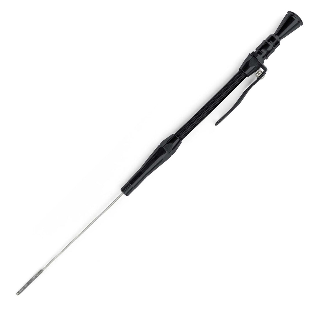 Lokar 12" Anchor-Tight Locking Black Engine Dipstick - 1937-53 Ford Flathead V8 Screw into Pan 1/2"-20