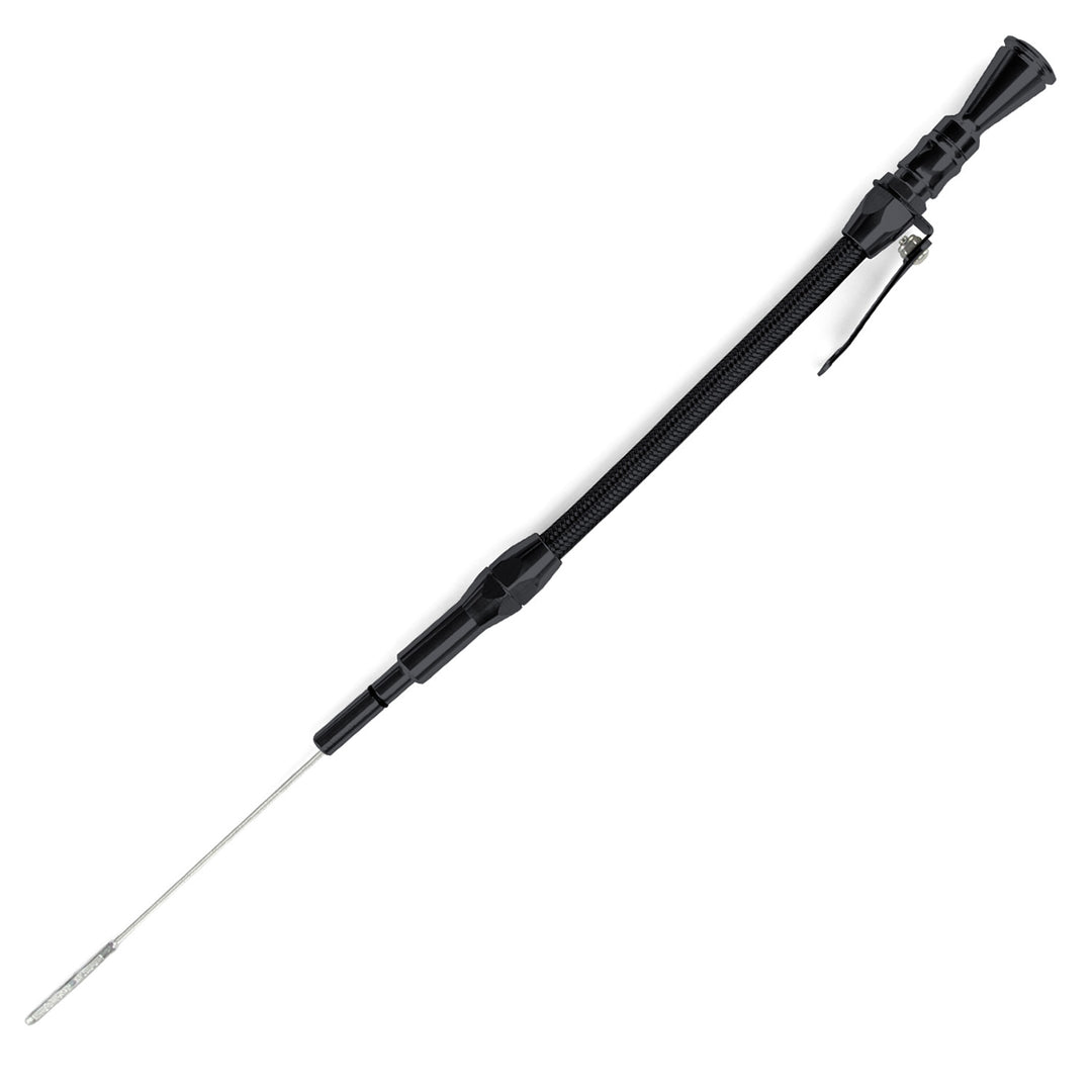 Lokar Anchor-Tight Locking Black Engine Dipstick - Dart Small Block Chevy SHP Block