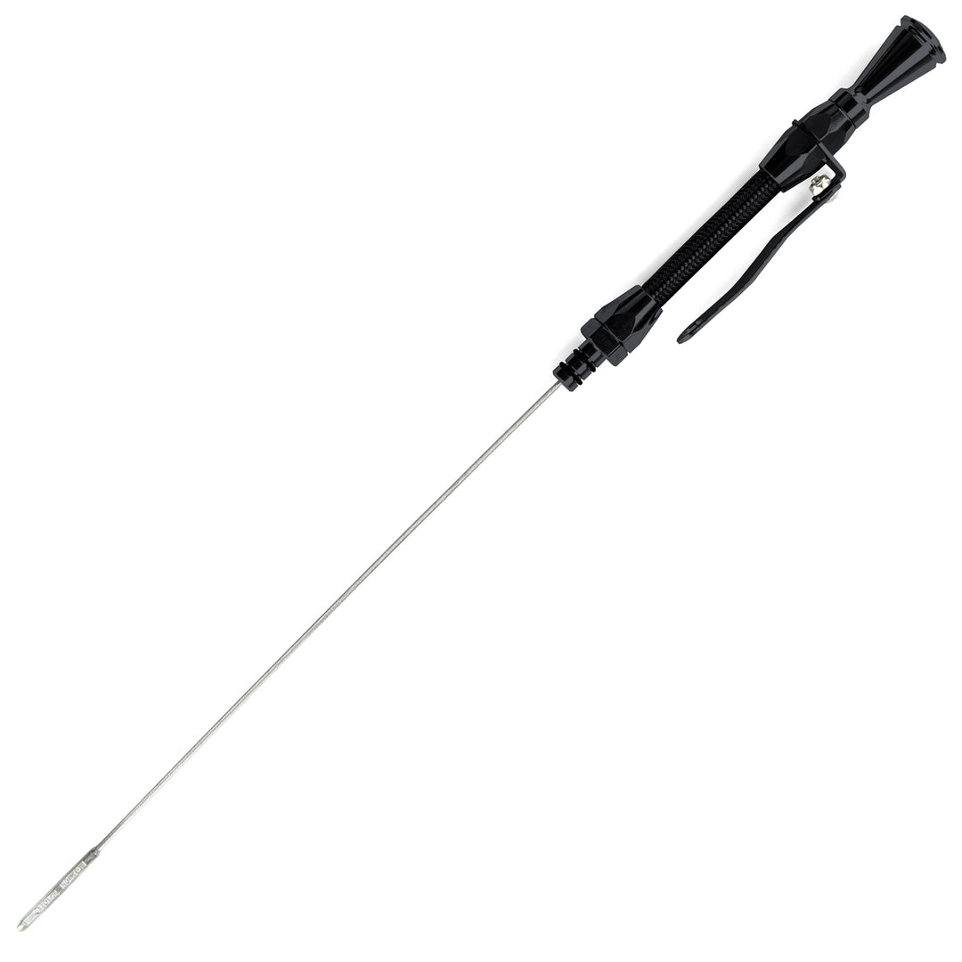 Lokar 12" Hi-Tech Flexible Black Engine Dipstick - 1979 & Earlier Chevy Small Block Push into Block Driver's Side