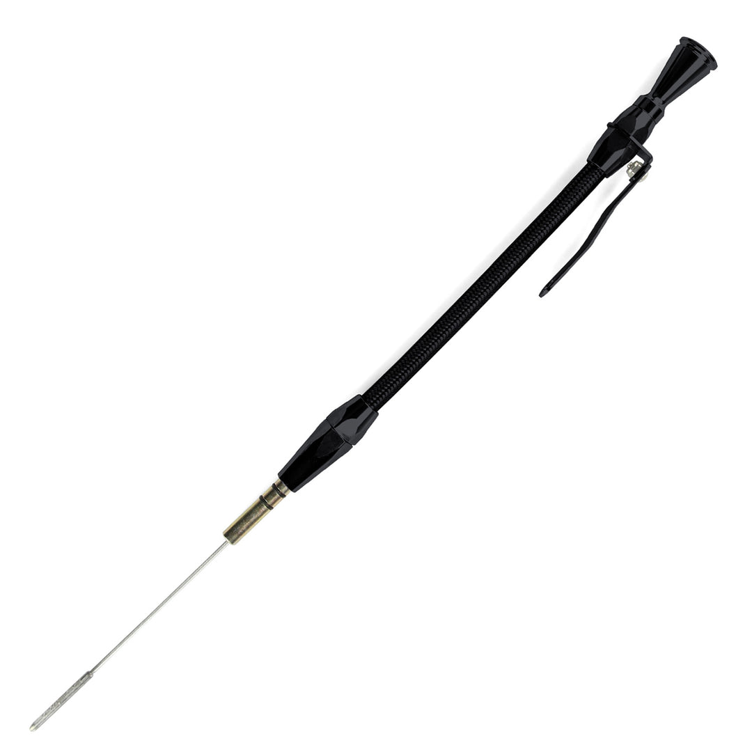 Lokar Hi-Tech Flexible Black Engine Dipstick - 1986-95 Ford 302 5.0L Push into Block Driver's Side