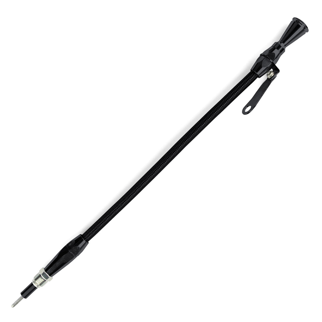 Lokar Hi-Tech Flexible Black Engine Dipstick - Ford 351W Screw into Pan 5/8"-18