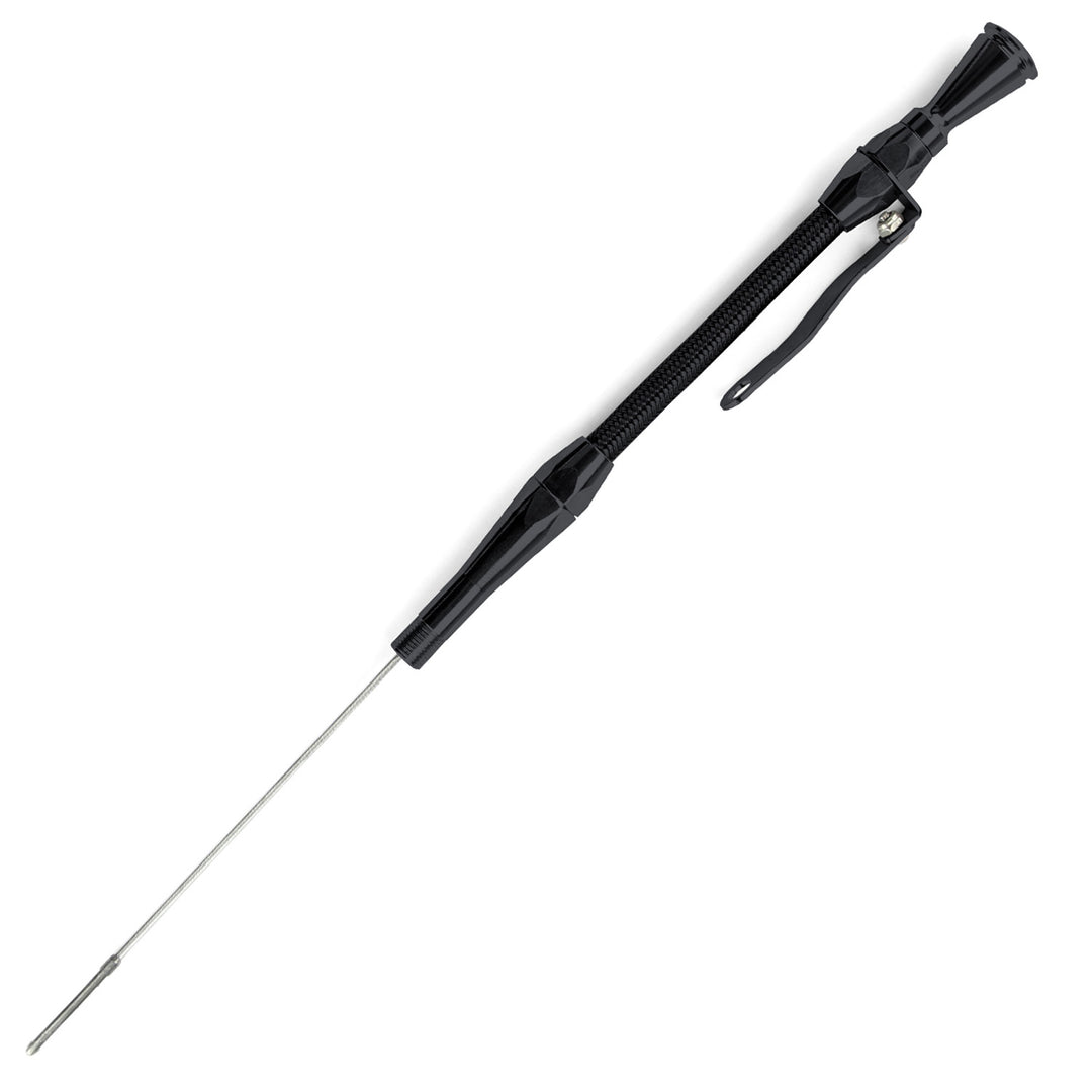 Lokar Hi-Tech Flexible Black Engine Dipstick - 1937-53 Ford Flathead V8 Screw into Pan 1/2"-20