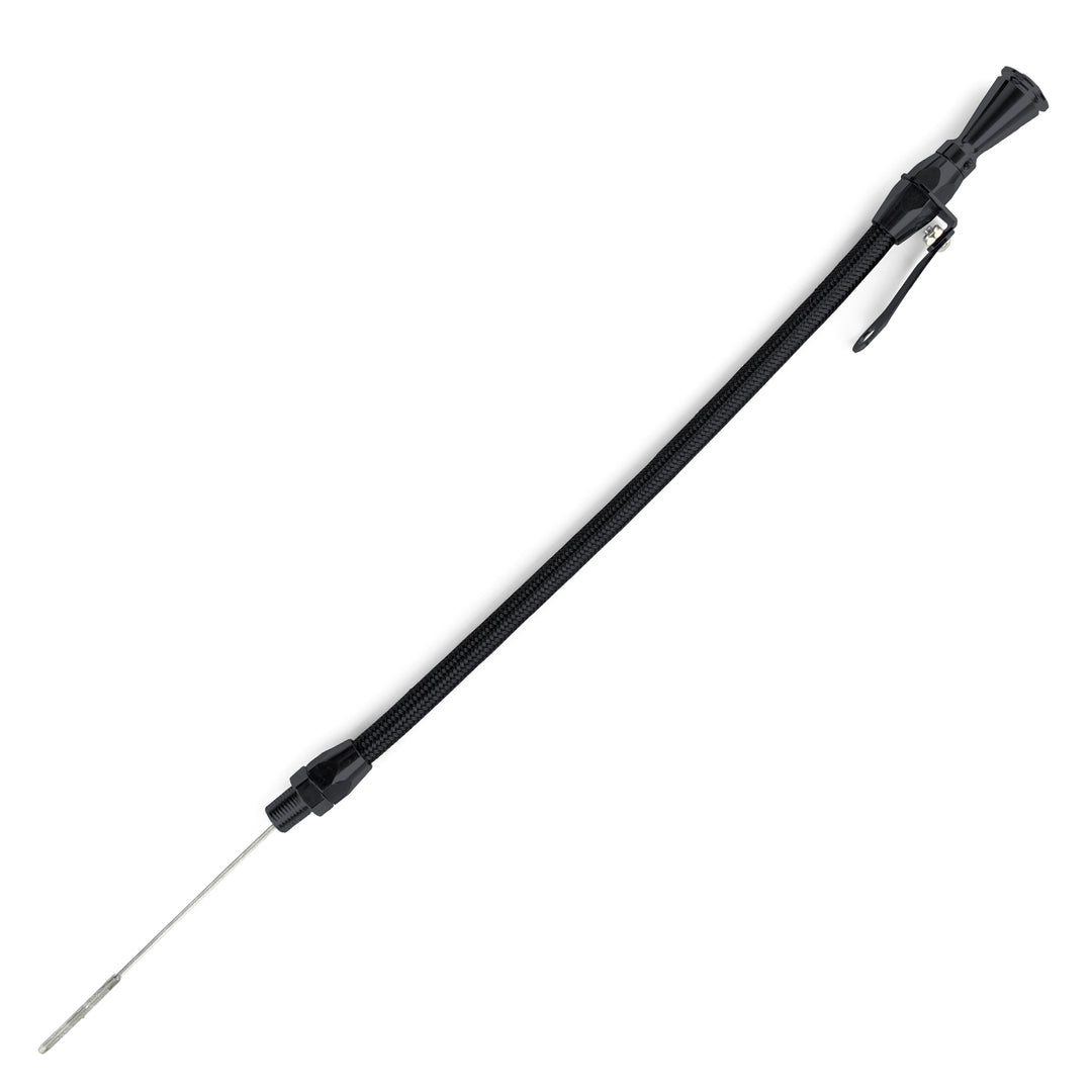 Lokar 24" Hi-Tech Flexible Black Engine Dipstick - Universal 1/4" NPT Pan Fitting (Gauge-to-Fit)