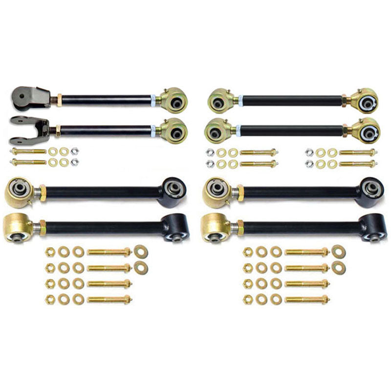Johnny Joint Control Arm Set 97-06 Wrangler TJ and LJ Unlimited Adjustable w/ Double Adjustable Upper Arms Set Of 8 RockJock 4x4 CE-9100AS